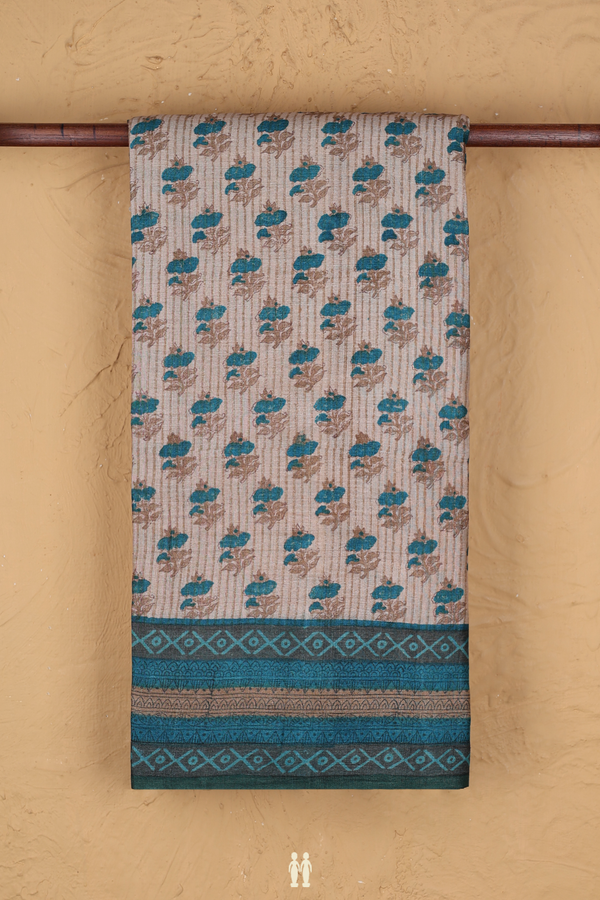 Tussar Silk Saree In Brown With Floral Buttas