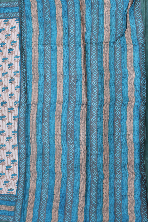 Tussar Silk Saree In Brown With Floral Buttas