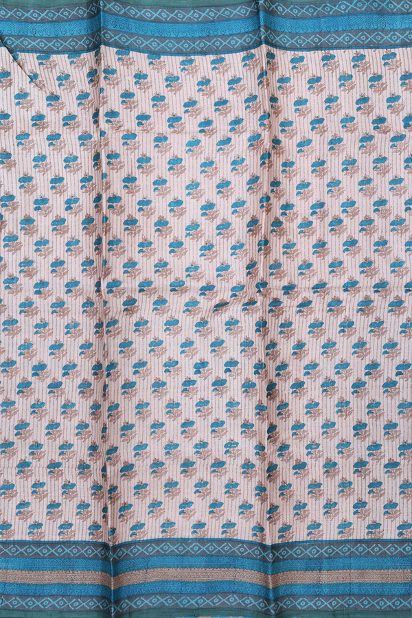 Tussar Silk Saree In Brown With Floral Buttas