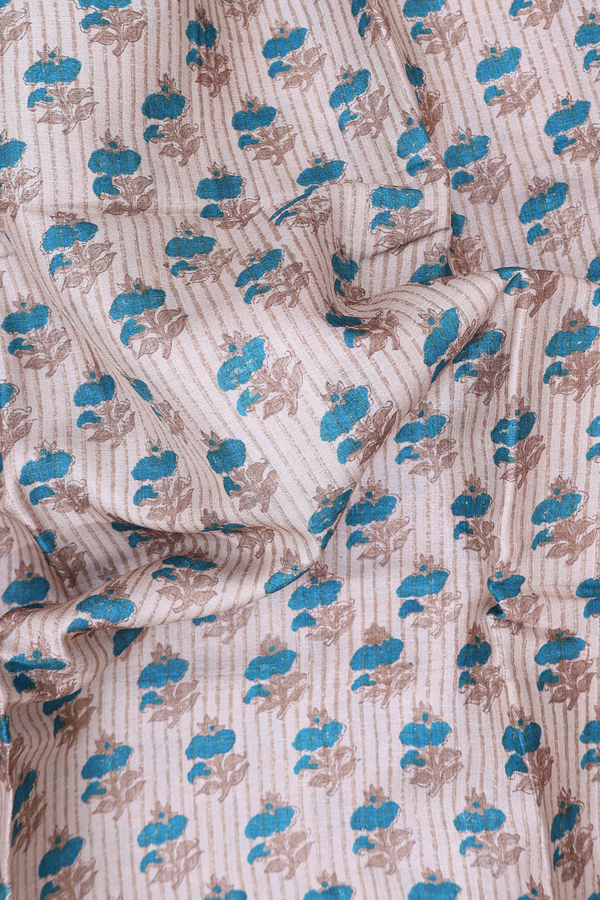 Tussar Silk Saree In Brown With Floral Buttas