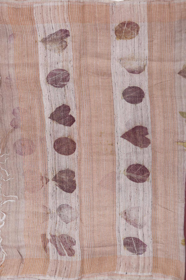 Tussar Silk Saree In Brown With Floral Design