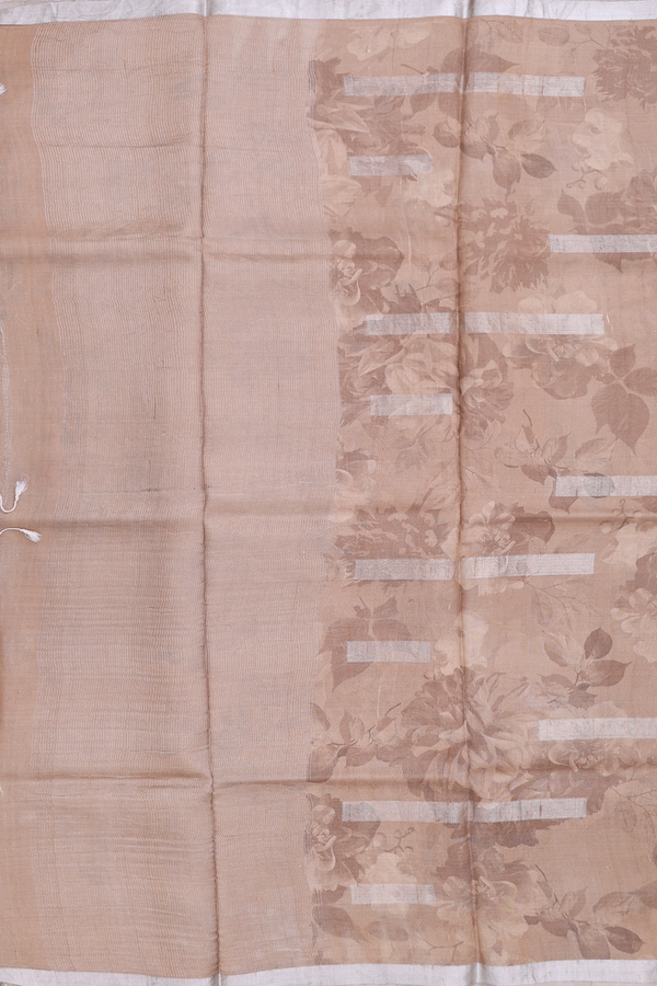 Tussar Silk Saree In Brown With Floral Design