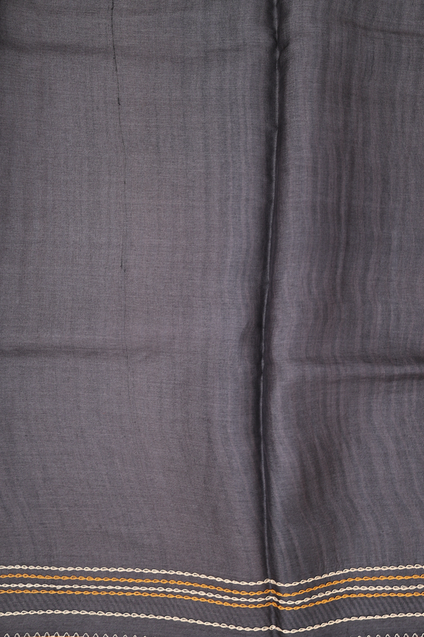 Tussar Silk Saree In Brown With Floral Design