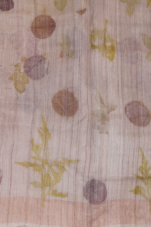 Tussar Silk Saree In Brown With Floral Design