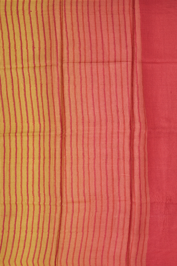 Tussar Silk Saree In Brown With Floral Design