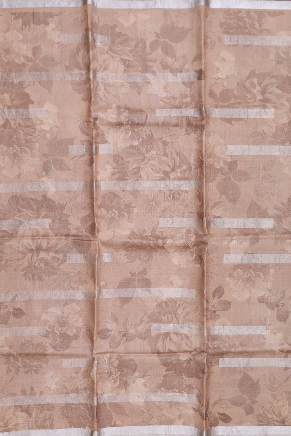 Tussar Silk Saree In Brown With Floral Design