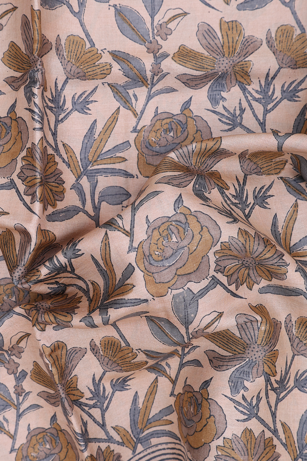 Tussar Silk Saree In Brown With Floral Design