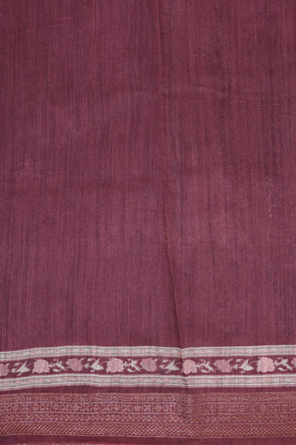 Tussar Silk Saree In Brown With Floral Printed Design