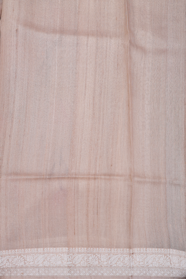 Tussar Silk Saree In Brown With Floral Printed Design