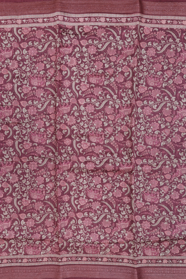 Tussar Silk Saree In Brown With Floral Printed Design