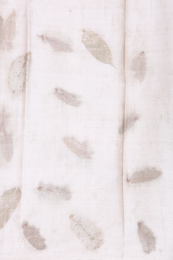 Tussar Silk Saree In Light Brown With Leaf Design