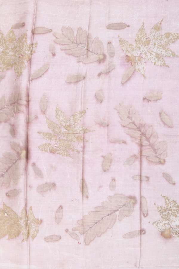 Tussar Silk Saree In Light Brown With Leaf Design