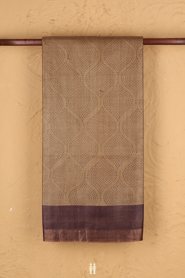 Tussar Silk Saree In Brown With Ogee Printed Design