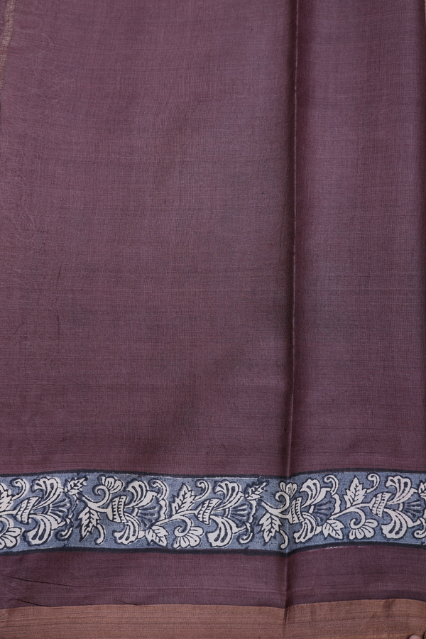 Tussar Silk Saree In Brown With Ogee Printed Design