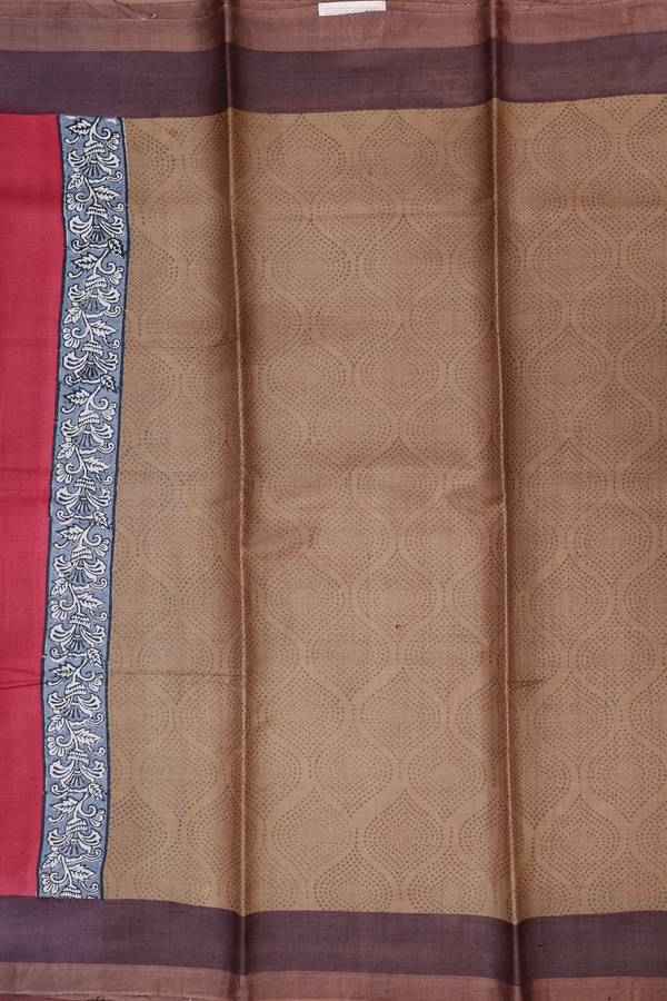 Tussar Silk Saree In Brown With Ogee Printed Design