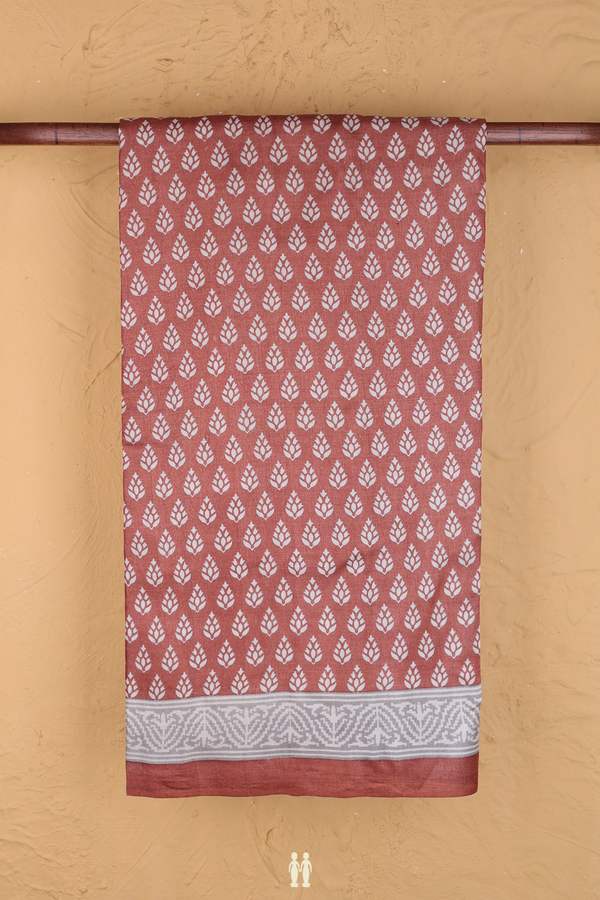 Tussar Silk Saree In Brown With Printed Design