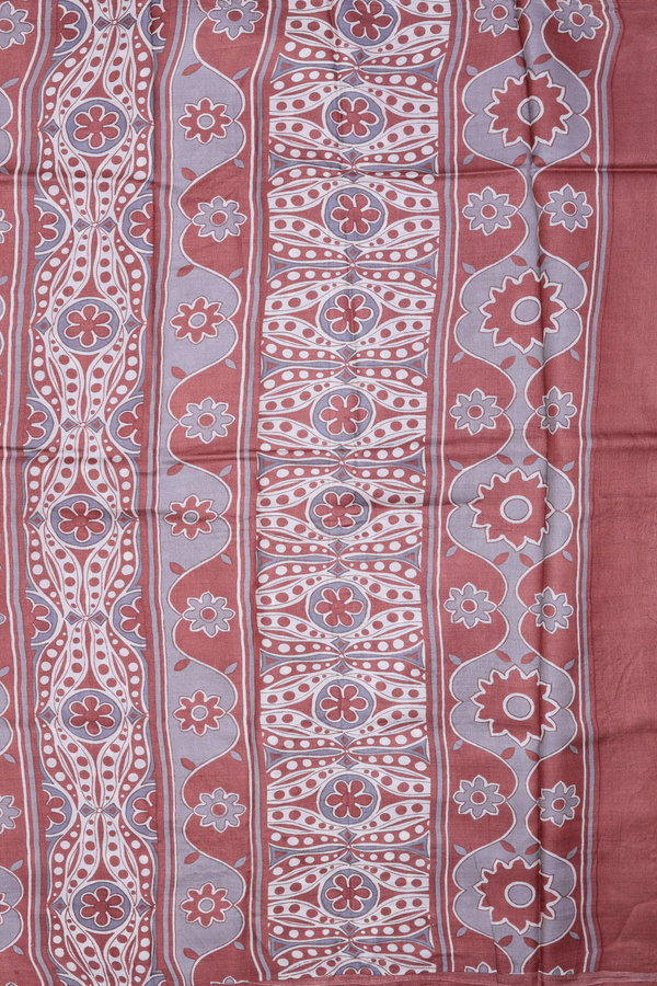Tussar Silk Saree In Brown With Printed Design