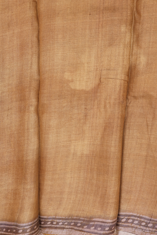 Tussar Silk Saree In Brown With Printed Design