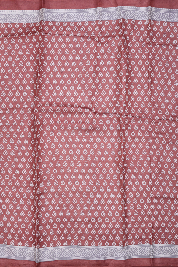 Tussar Silk Saree In Brown With Printed Design