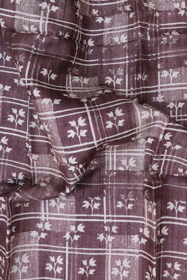 Tussar Silk Saree In Cocoa Brown With Printed Design