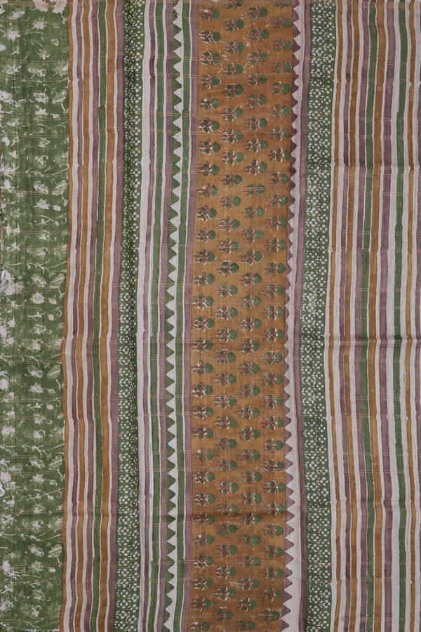 Tussar Silk Saree In Brown With Stripes Design