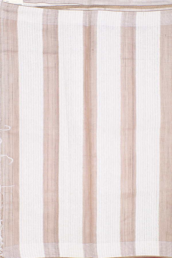 Tussar Silk Saree In Brownish Grey With Floral Border