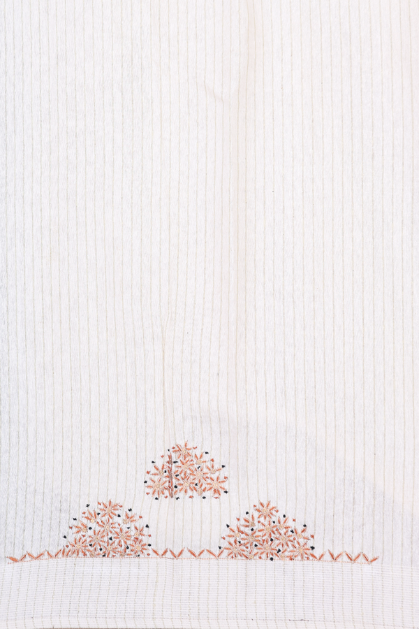 Tussar Silk Saree In Brownish Grey With Floral Border