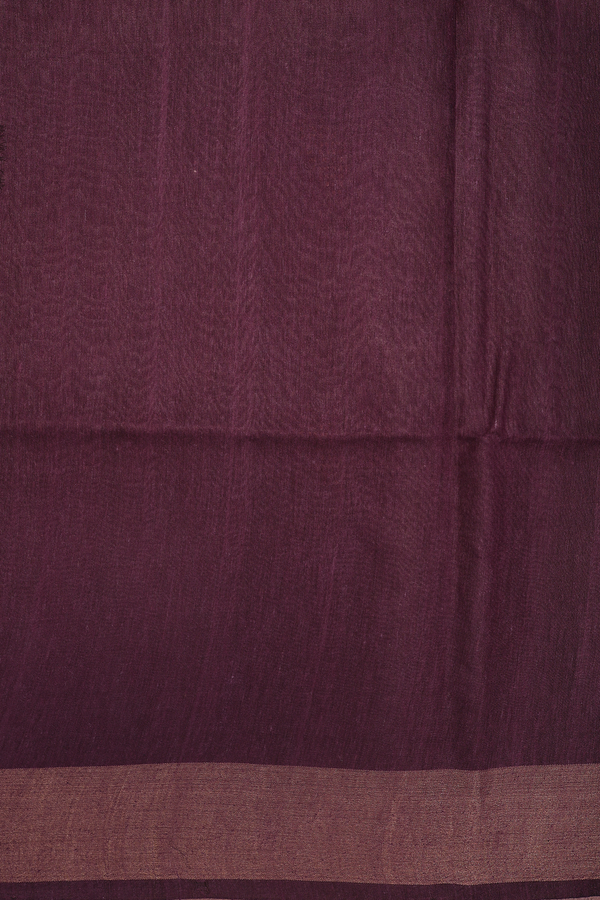 Tussar Silk Saree In Brownish Purple With Threadwork Buttas