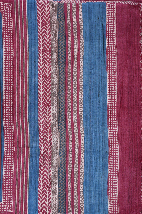 Tussar Silk Saree In Capri Blue With Contrast Border