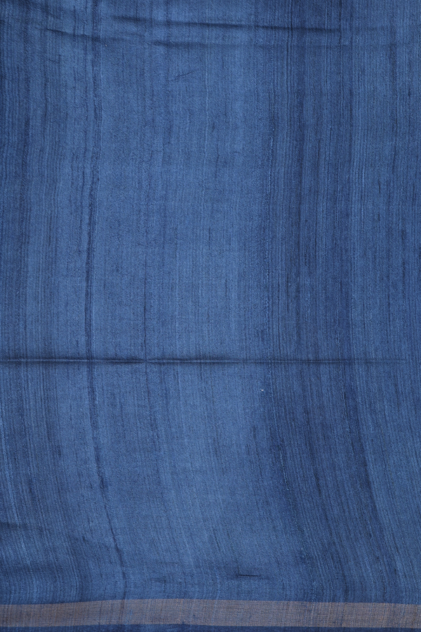 Tussar Silk Saree In Capri Blue With Madhubani Design