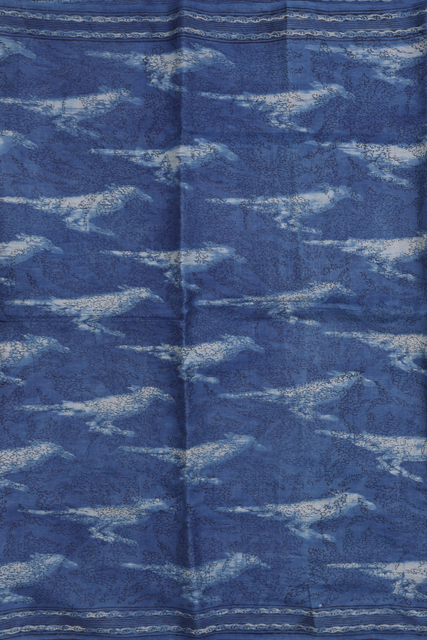 Tussar Silk Saree In Capri Blue With Printed Design
