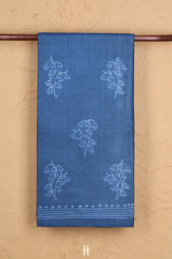 Tussar Silk Saree In Capri Blue With Shibori Design