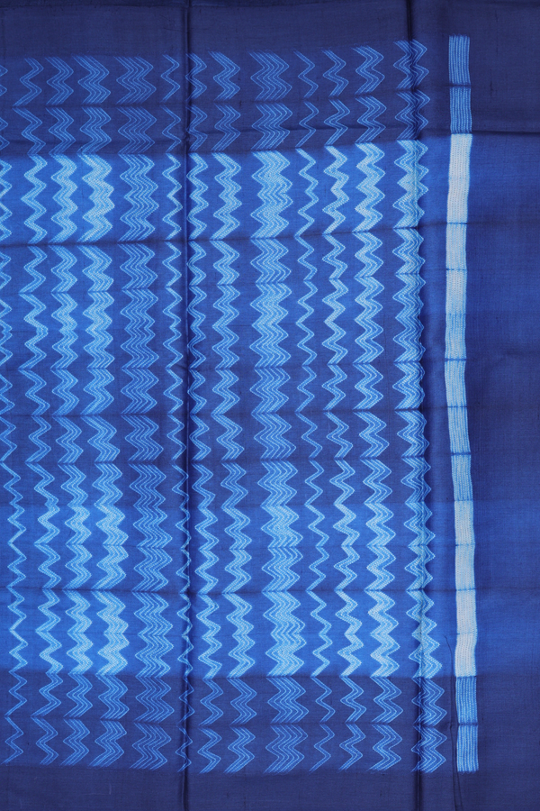 Tussar Silk Saree In Capri Blue With Shibori Design