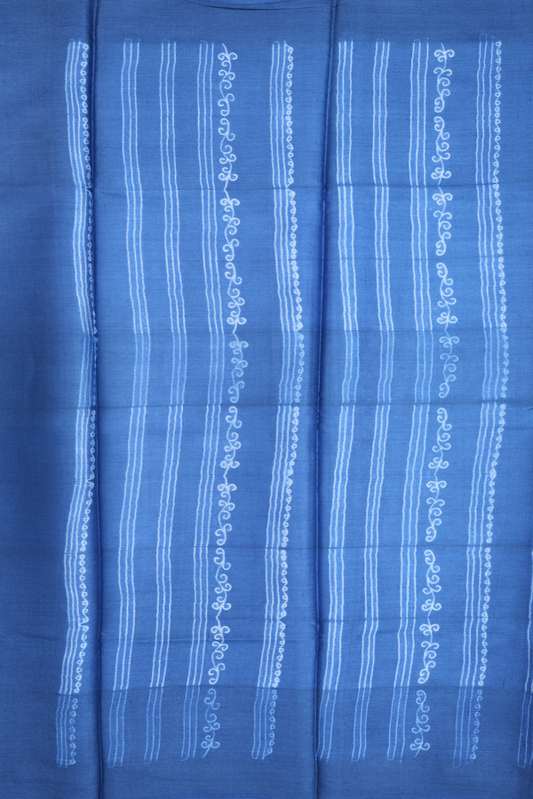 Tussar Silk Saree In Capri Blue With Shibori Design