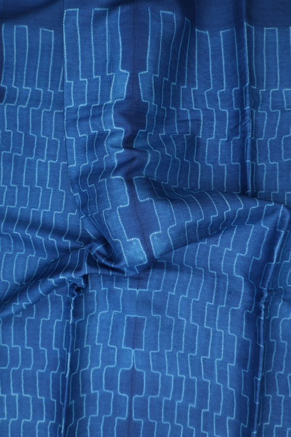 Tussar Silk Saree In Capri Blue With Shibori Design