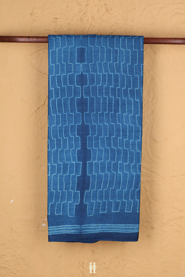Tussar Silk Saree In Capri Blue With Shibori Design