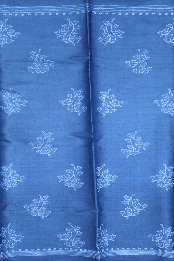 Tussar Silk Saree In Capri Blue With Shibori Design