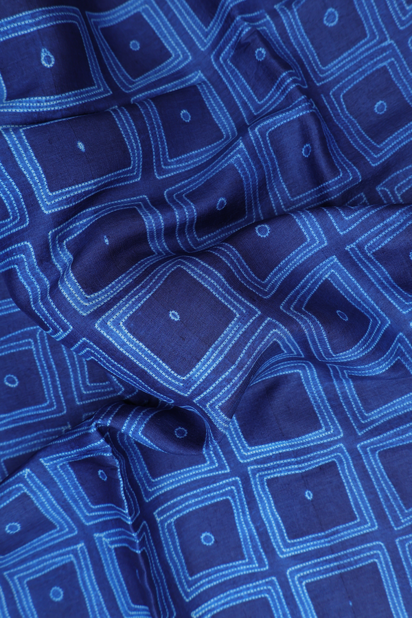 Tussar Silk Saree In Capri Blue With Shibori Design