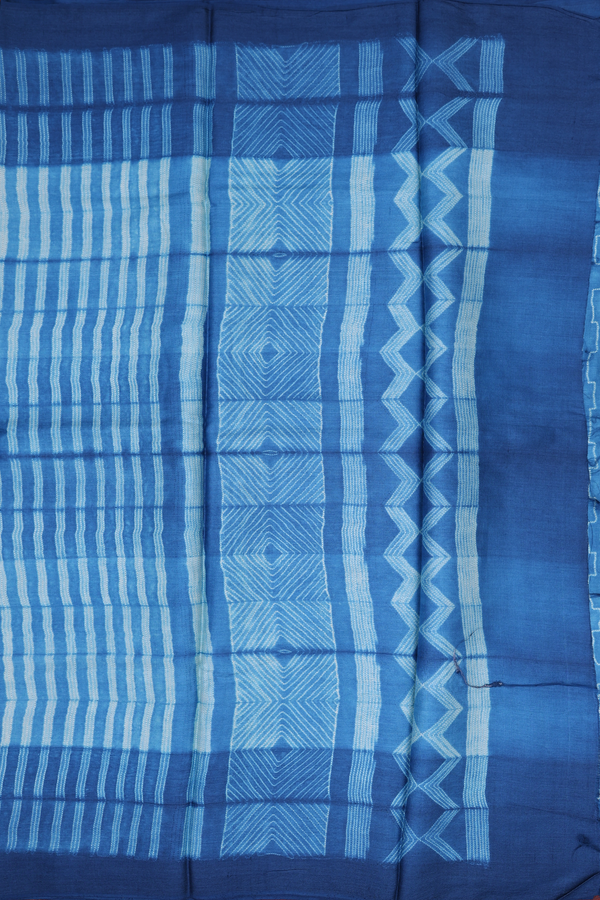 Tussar Silk Saree In Capri Blue With Shibori Design