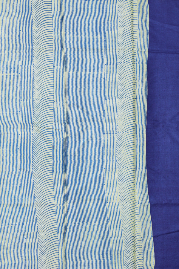 Tussar Silk Saree In Capri Blue With Tree Printed Design