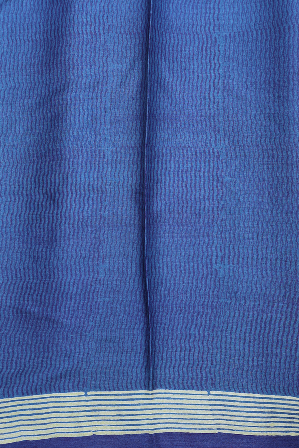 Tussar Silk Saree In Capri Blue With Tree Printed Design