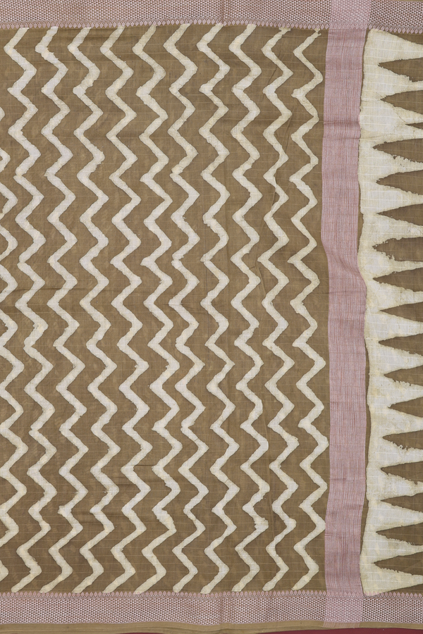 Chanderi Cotton Saree In Cardamom Green With Printed Design