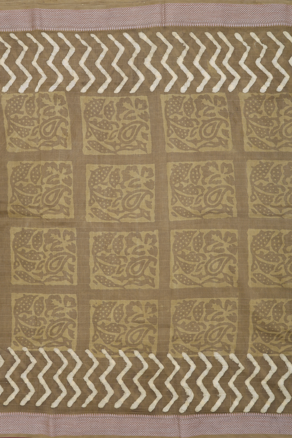 Chanderi Cotton Saree In Cardamom Green With Printed Design