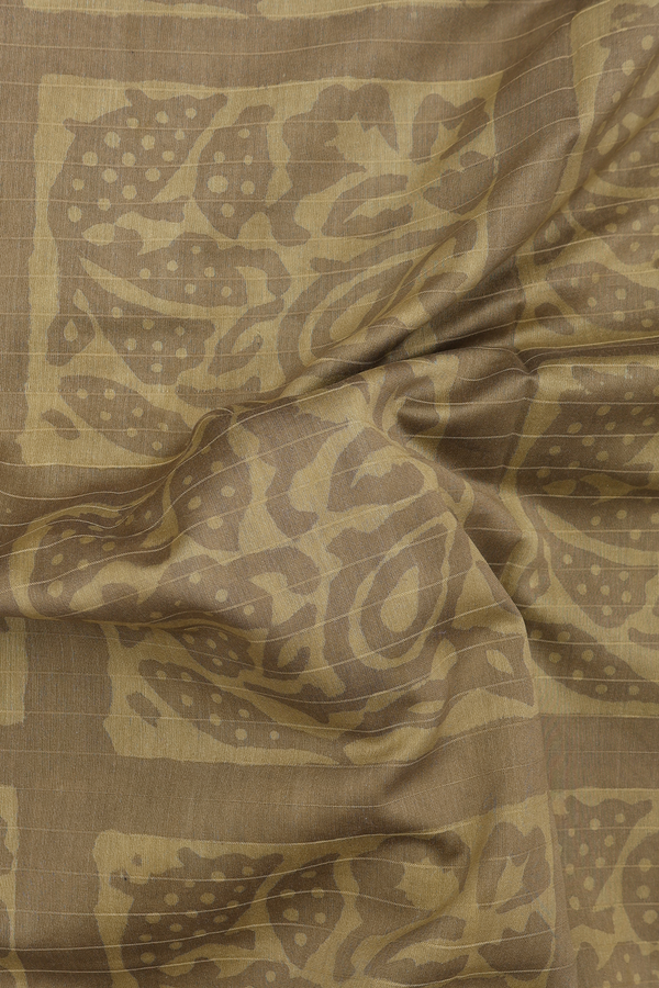 Chanderi Cotton Saree In Cardamom Green With Printed Design