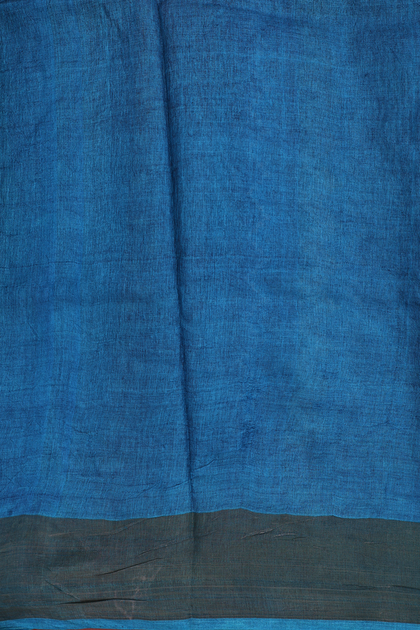Tussar Silk Saree In Cerulean Blue With Floral Design