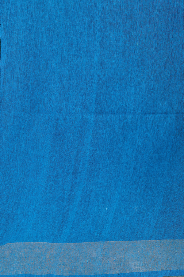 Tussar Silk Saree In Cerulean Blue With Threadwork Buttas