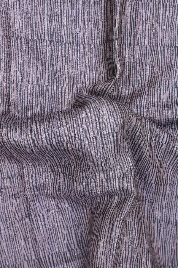 Tussar Silk Saree In Charcoal Grey With Allover Design