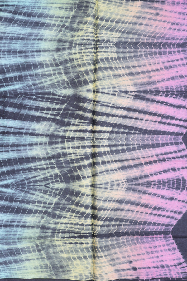 Tussar Silk Saree In Charcoal Grey With Circle Printed Design