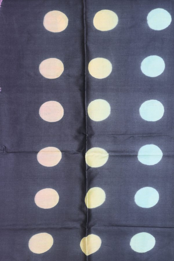 Tussar Silk Saree In Charcoal Grey With Circle Printed Design