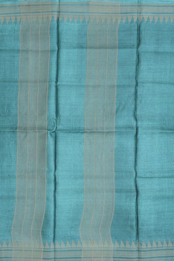 Tussar Silk Saree In Charcoal Grey With Elephant Printed Design